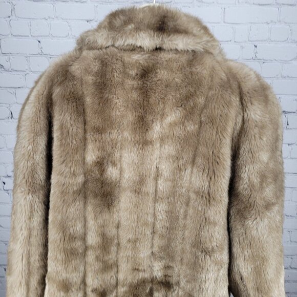VTG Style VI Ltd Brown Faux Fur Hook & Loop Pockets Collared Lined Coat USA 18 - Picture 10 of 16